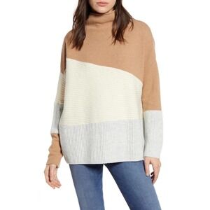 French Connection Womens Colorblock Sweater Size M Wool Blend Capsule Scandi Mod